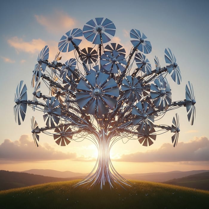 Tree Harnessing Wind Energy from Its Leaves