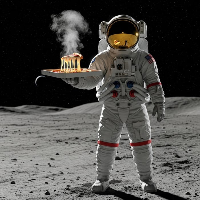Astronaut with Pizza on Moon | 4K Ultra Realistic Scene Astronaut with Pizza on Moon | 4K Ultra Realistic Scene