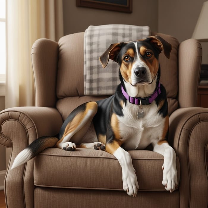 Adorable Dog Sitting on Chair | Creative Artwork