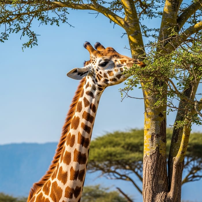 Magnificent Giraffe Feeding on Lush Greenery | Wildlife Encounter Magnificent Giraffe Feeding on Lush Greenery | Wildlife Encounter