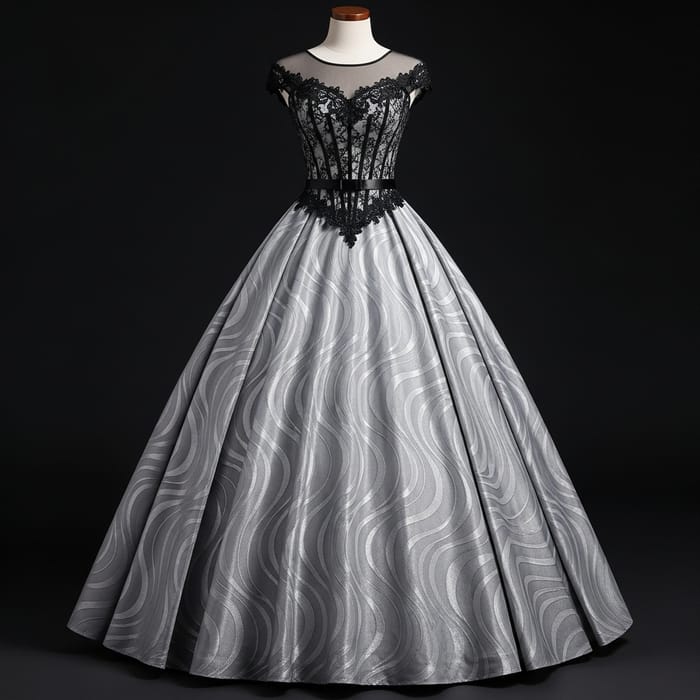 Elegant Silver and Black Ball Gown for Regal Events Elegant Silver and Black Ball Gown for Regal Events
