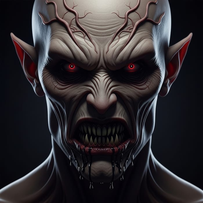 Horrifying Humanoid Creature Portrait in Dark Dramatic Lighting