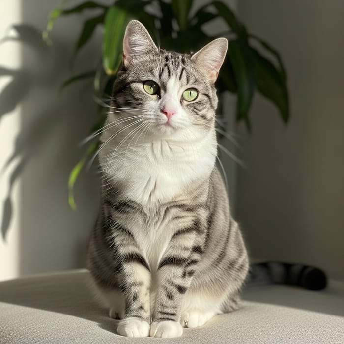 Cute Black and White Cat Basking in Sunlight Cute Black and White Cat Basking in Sunlight