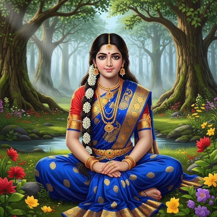 Mata Sita in Lush Forest | Divine Hindu Figure Mata Sita in Lush Forest | Divine Hindu Figure