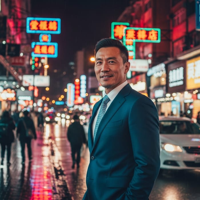 Stylish Chinese Man 刘德华 on Urban Street