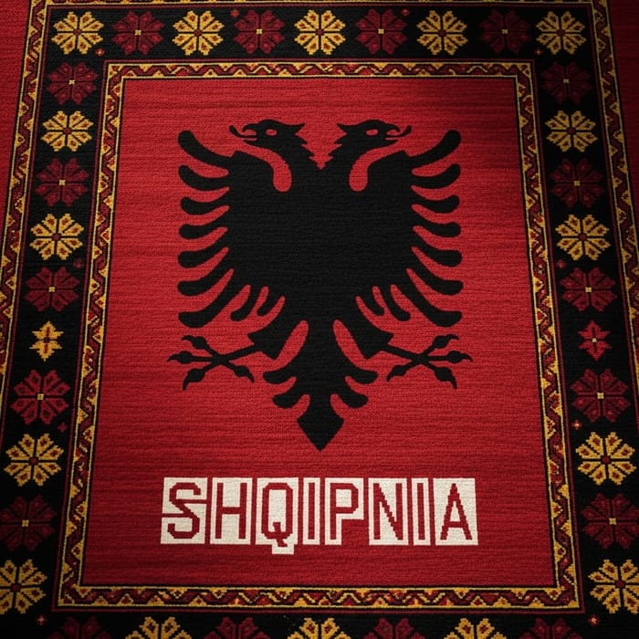 Symbol of Albanian Flag on Northern Albanian Rug | Captivating Colors Symbol of Albanian Flag on Northern Albanian Rug | Captivating Colors