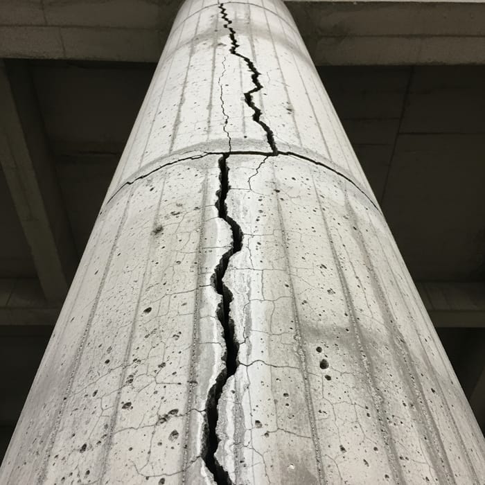 Vertical Cracks on Concrete Column - Structure Detail Vertical Cracks on Concrete Column - Structure Detail