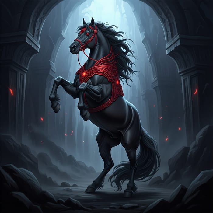 Majestic Black Horse | Strength & Dominance in Fantasy Art Majestic Black Horse | Strength & Dominance in Fantasy Art