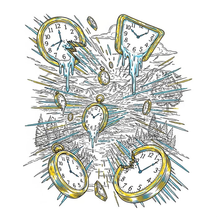 Psychedelic Time Distortion Art: Melting Clocks & Surreal Landscapes