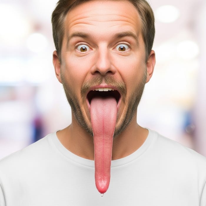 Caucasian Man from U.K. with Long Tongue - Astonishing View Caucasian Man from U.K. with Long Tongue - Astonishing View