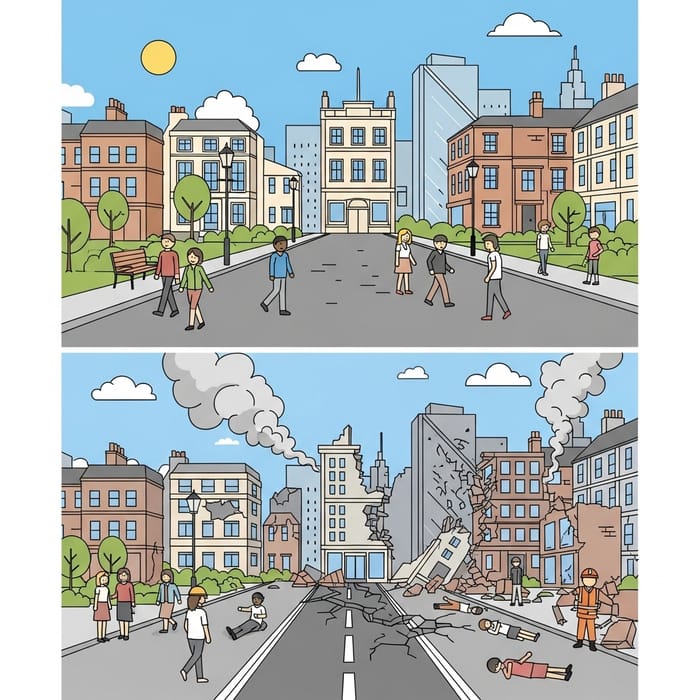 Before and After Earthquakes: Easy Drawing Examples Before and After Earthquakes: Easy Drawing Examples