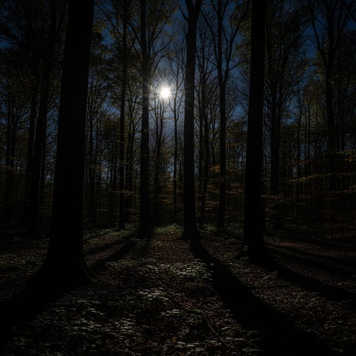 Serenade of the Night: Enchanted Dark Forest with Full Moon Glow