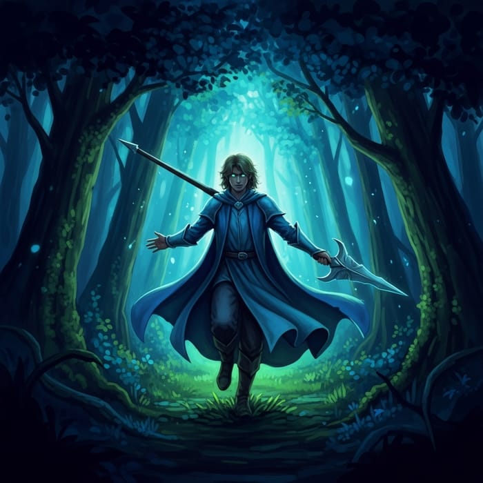 Enigmatic Figure in Dark Forest: Tolkien-Inspired Artwork and Fantasy Lore Enigmatic Figure in Dark Forest: Tolkien-Inspired Artwork and Fantasy Lore