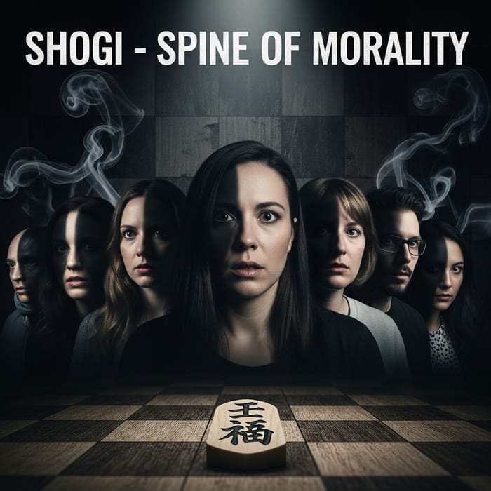 Shogi - Spine of Morality Album Cover with Sad Figures Shogi - Spine of Morality Album Cover with Sad Figures