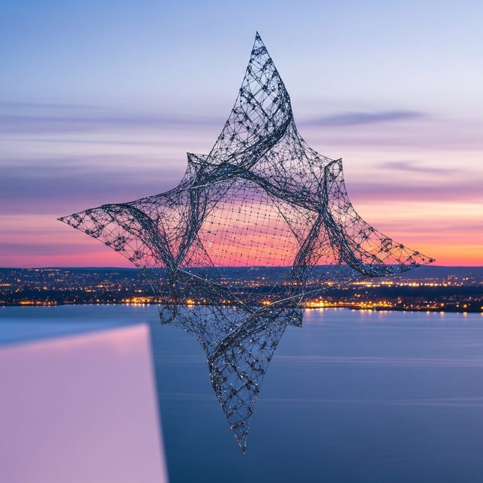 Enchanting 3D Glass Net Art: Photorealistic Mandelbrot Set in Sparkling Colors Enchanting 3D Glass Net Art: Photorealistic Mandelbrot Set in Sparkling Colors