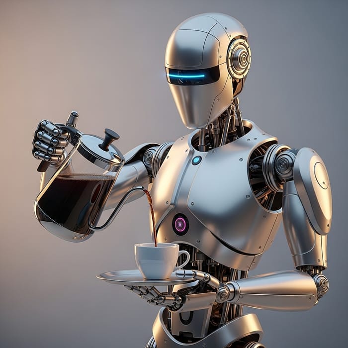 Modern Coffee-Serving Robot - Unique Design