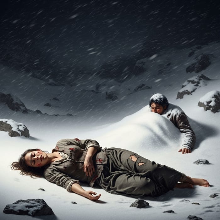 Tragic Snowy Scene - High-Res Baroque Art