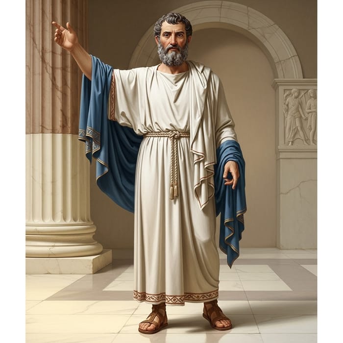 Pythagoras Embracing in Classical Greek Attire Pythagoras Embracing in Classical Greek Attire