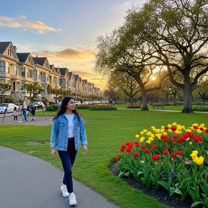 Maria at the Park Next to Her House - Enjoying Outdoor Time