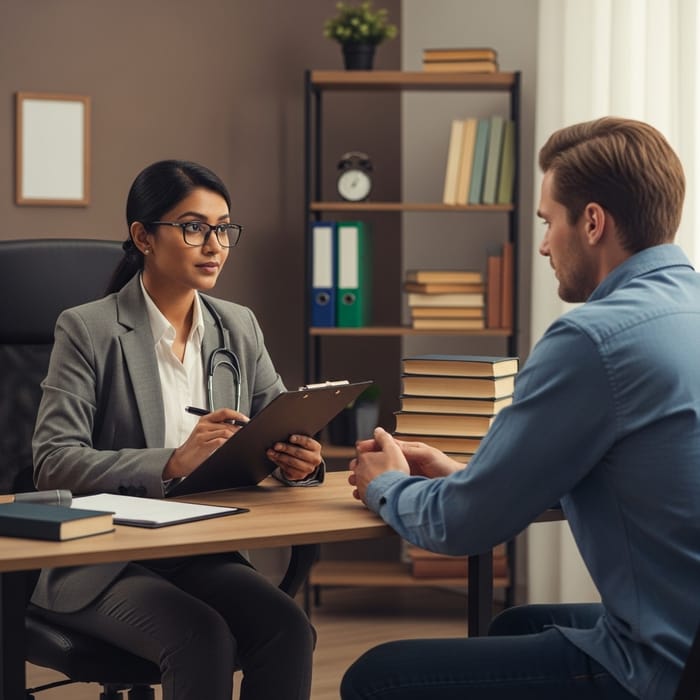 Diverse Psychologist Consultation in a Calming Office Diverse Psychologist Consultation in a Calming Office