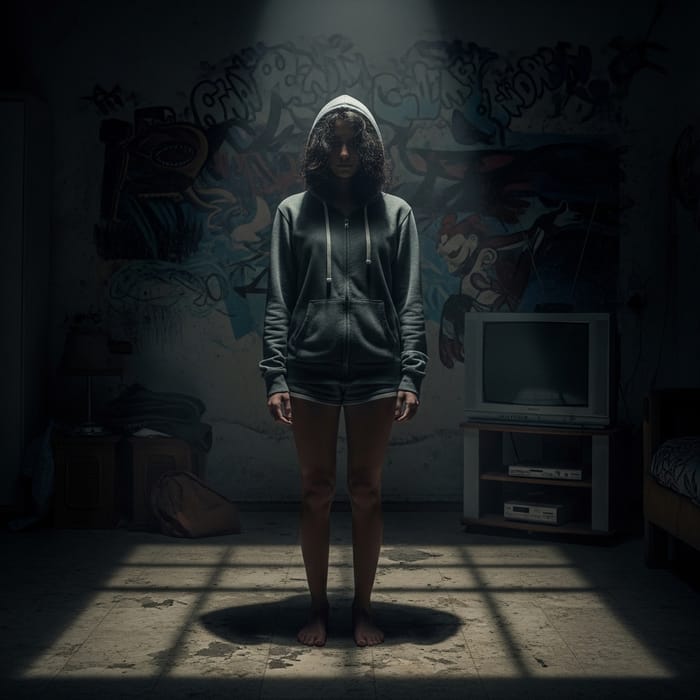 Melancholic Reflections: A Young Woman in Shadows