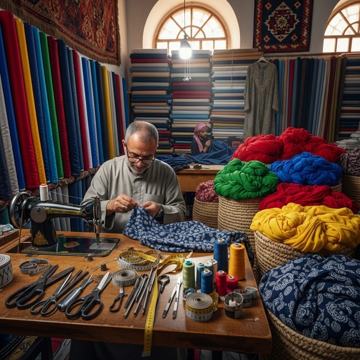 Craftsman Tailoring Meticulous Stitches | Colorful Fabric Workshop