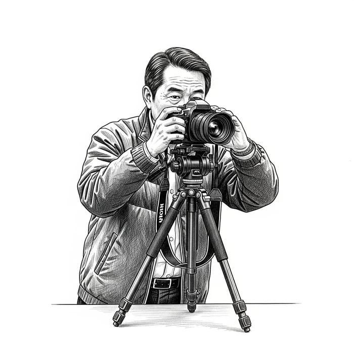 Black and White Photographer Drawing in Action | Capturing the Perfect Shot Black and White Photographer Drawing in Action | Capturing the Perfect Shot