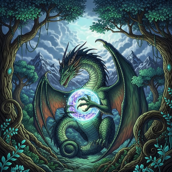 Mystical Dragon Watching Over Dragon Ball | Enchanted Display