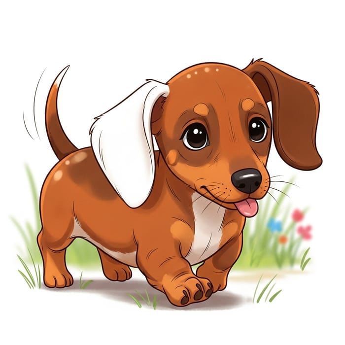 Cute Dachshund Puppy with White Ear Walking Adventure Cute Dachshund Puppy with White Ear Walking Adventure