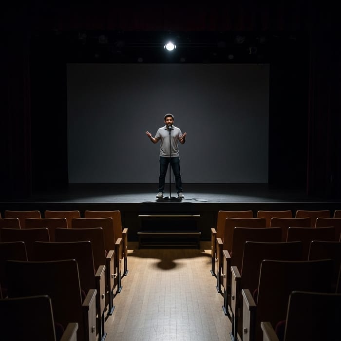 Witty Comedy in Vacant Auditorium