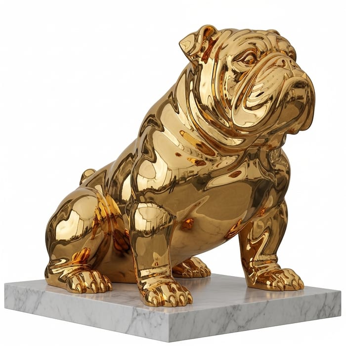 Majestic Bulldog Gold Statue - Masterful Sculpture