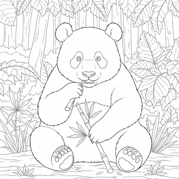 Cute Panda Coloring Page for Kids | Fun and Creative Activity