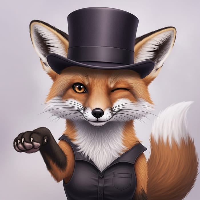 Enchanting Female Fox in Vintage Top Hat | Surreal Nature Captured Enchanting Female Fox in Vintage Top Hat | Surreal Nature Captured