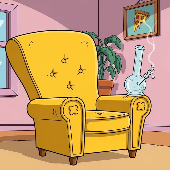 Simpson-Style Cartoon Armchair Smoking Bong