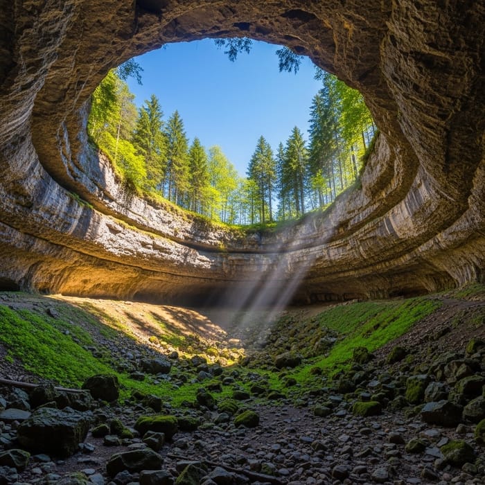 Big Gape Cave: Enchanting Natural Entrance in Green Forest Big Gape Cave: Enchanting Natural Entrance in Green Forest