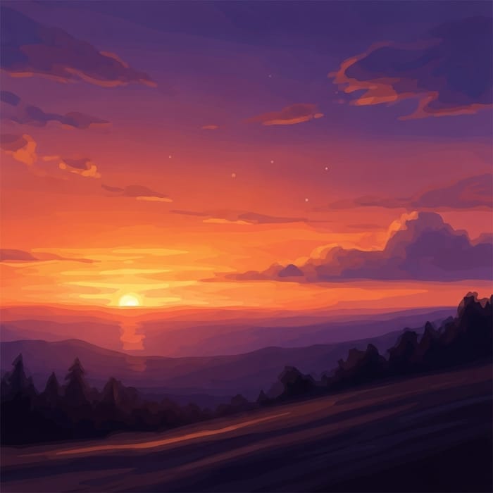 Tranquil Sunset Abstract Painting Tranquil Sunset Abstract Painting