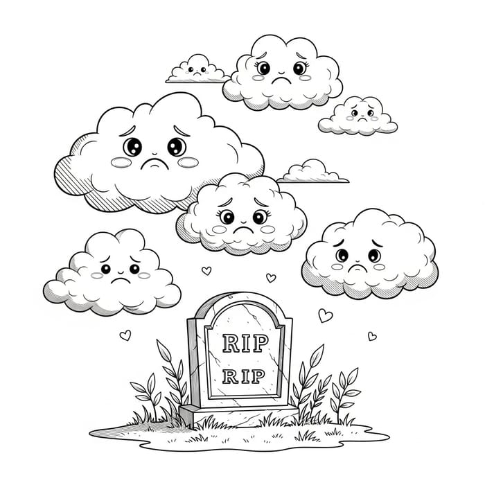 Whimsical Clouds Coloring Page: Emotional Exploration & Innocence