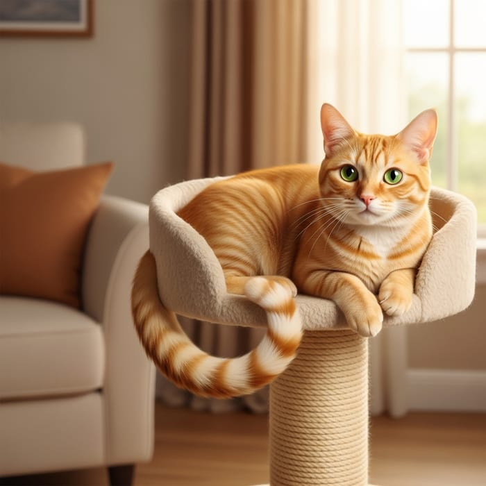 Gorgeous Short-Haired Housecat with Vibrant Orange Fur