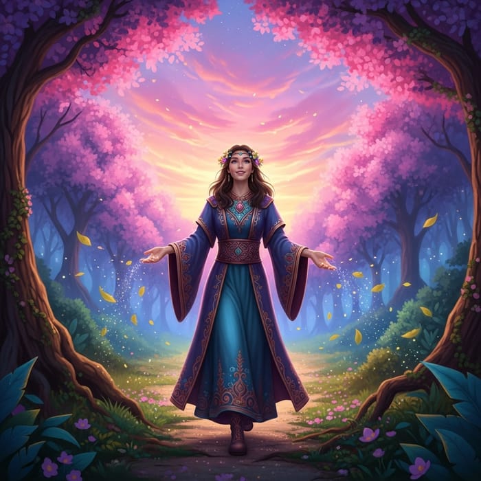 Enchanted Forest Magic Girl | Sparkling Path & Radiant Smile Enchanted Forest Magic Girl | Sparkling Path & Radiant Smile
