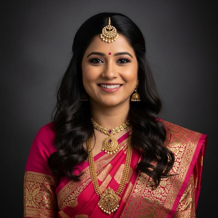 Elegant South Asian Woman in Traditional Saree Elegant South Asian Woman in Traditional Saree