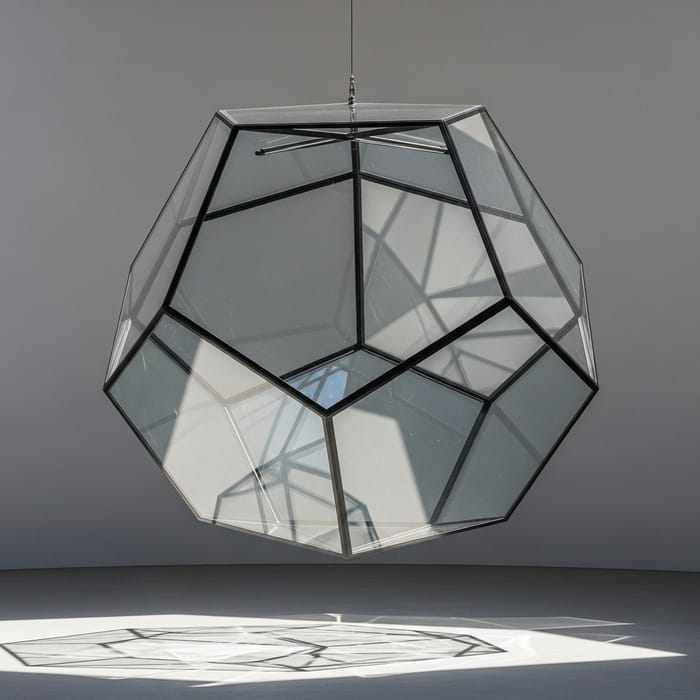 50ft Clear Glass Dodecahedron Sculpture | Geometric Art