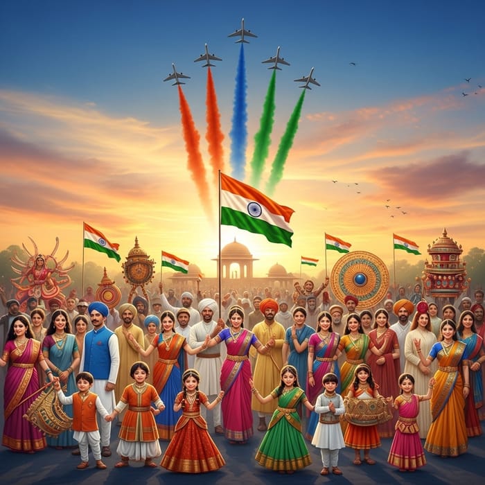 Indian Republic Day Celebration - Vibrant Parade Scene Indian Republic Day Celebration - Vibrant Parade Scene