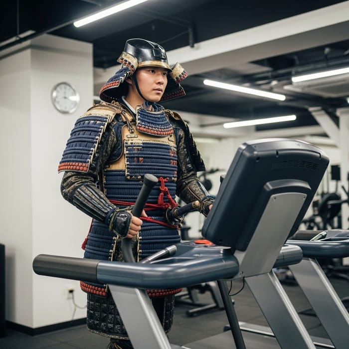 Young Shogun Exercising: Blend of Tradition and Fitness Young Shogun Exercising: Blend of Tradition and Fitness
