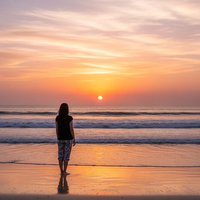 Serene Sunset View on a Sandy Beach | Tranquility & Calmness Serene Sunset View on a Sandy Beach | Tranquility & Calmness