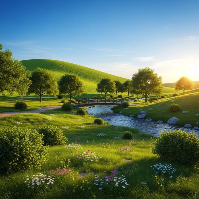 Serenity: Rolling Green Hill and Bubbling River Serenity: Rolling Green Hill and Bubbling River