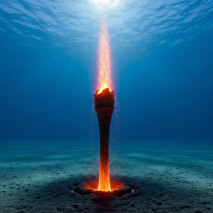 Realistic Torch-Shaped Hydrothermal Vent Illustration