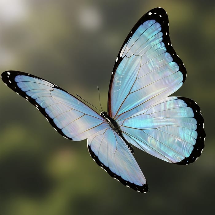Mother-of-Pearl Butterfly in Light Blue Tones with Black Border Mother-of-Pearl Butterfly in Light Blue Tones with Black Border
