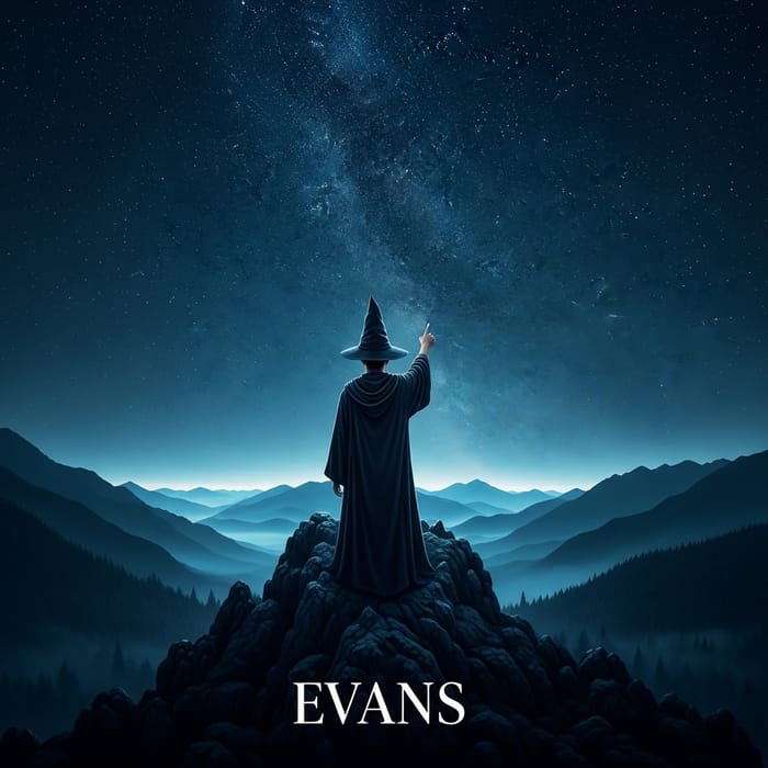 Tranquil Meditation Garden with Celestial Sorcerer overlooking Starry Night Sky at Evans