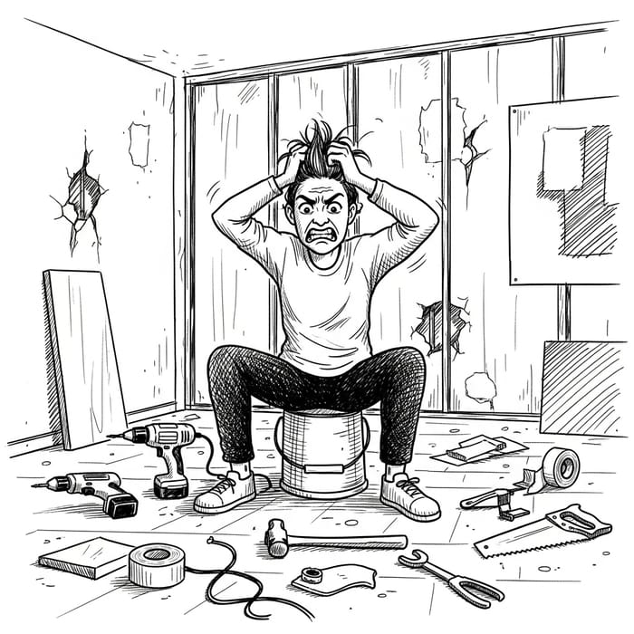 Frustrated Client in Renovation Chaos Frustrated Client in Renovation Chaos