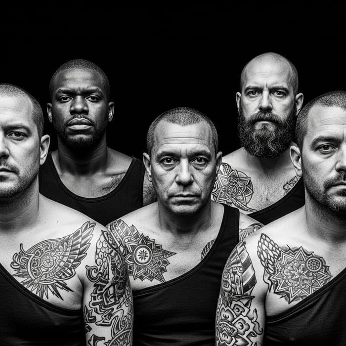 Rugged Men with Shoulder Tattoos | Intense Documentary Photography